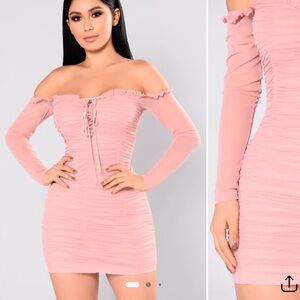 Mauve pink mesh mini dress